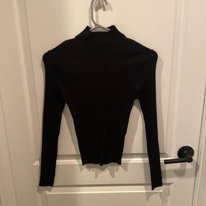 Zara Black Robbed Long Sleeve High Neck